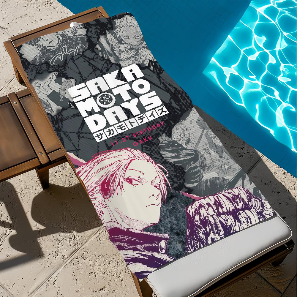 S-sakamoto anime Towel Large Quick-Drying D-daysMicrofiber soft Beach Towel for Travel Fitness Sauna Bathing Camping