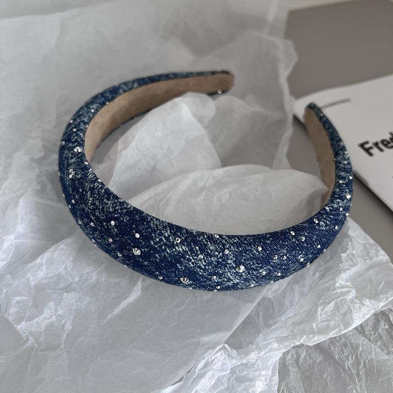 

Модная женская джинсовая повязка на голову с губчатой подкладкой для леди, девочек, аксессуары для волос