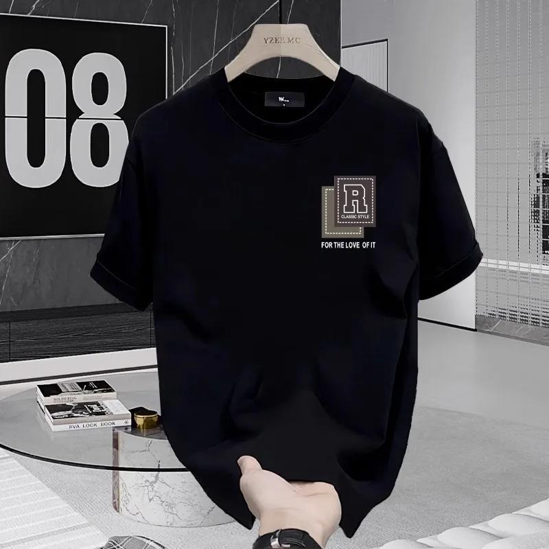 Printed T-shirt Men's Short Sleeve 2025 Summer Loose Fashion Brand Letter Half Sleeve Breathable Body Shirt 100% Cotton Top