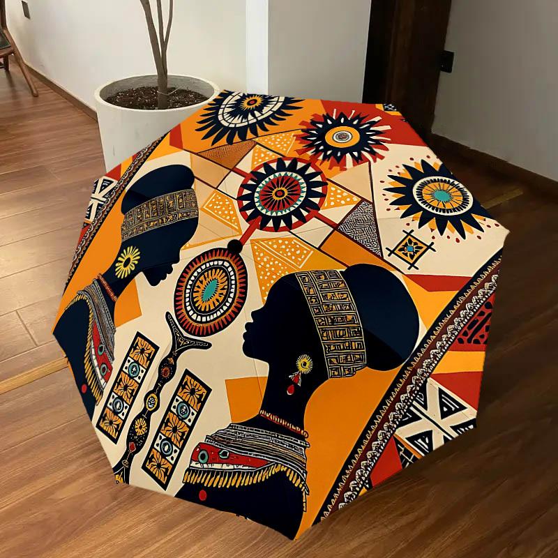 1PC African patterns Umbrella-8-Rib Reinforced, Automatic Open, Lightweight & Durable, Cute Fashion Accessory for Outdoor-Y0313