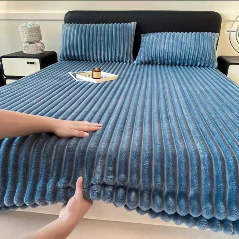 2025 Rabbit Velvet Thicken Autumn Winter Fitted Sheet Set or Only 1 Pcs Fitted Sheets Warmth Bed Sheet Queen Mattress Cover King Size