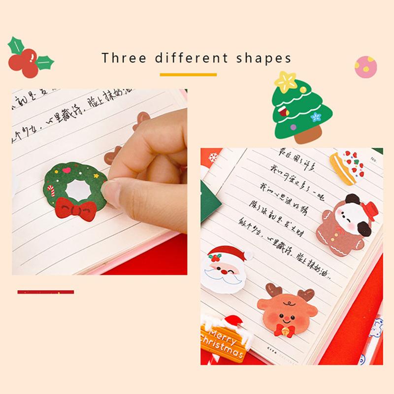 60Sheets Cartoon Christmas Sticky Notes Cute Shaped Memo Pad Christmas Gift Decoration Self-Adhesive Bookmarks School Supplies