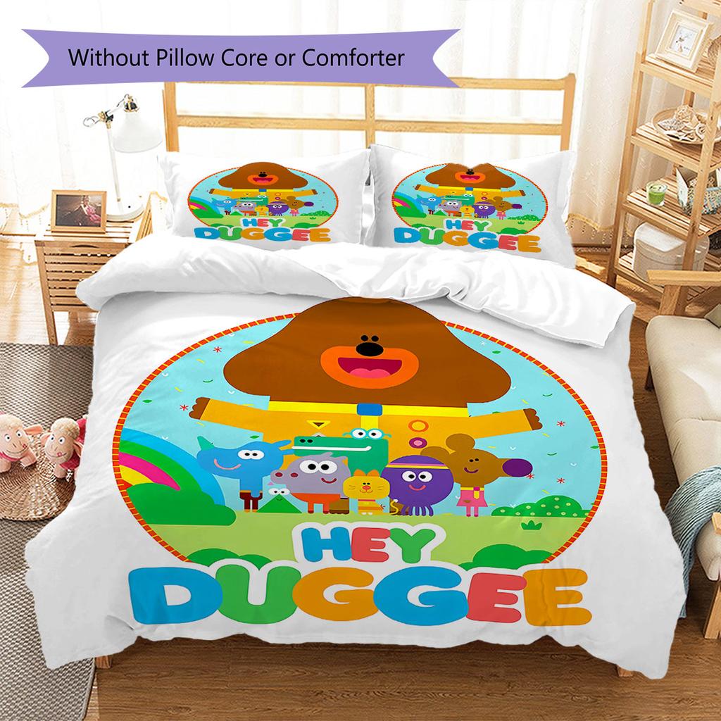 Biancheria da letto con motivo Hey Duggee, Set piumone Copripiumino Federa Regalo di compleanno per la casa(1 * copripiumino + 2 * federa, senza nucleo)