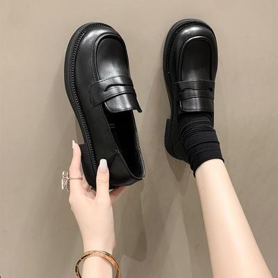 2025 Stylish Women's Thick-Soled Leather Loafers - British Style, Casual Round-Toe Slip-Ons