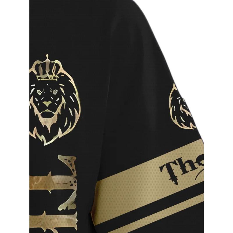 Summer Animal Lion Print Fashionable Comfortable Loose Fit Casual Sports Men's Short Sleeved Sport Wear