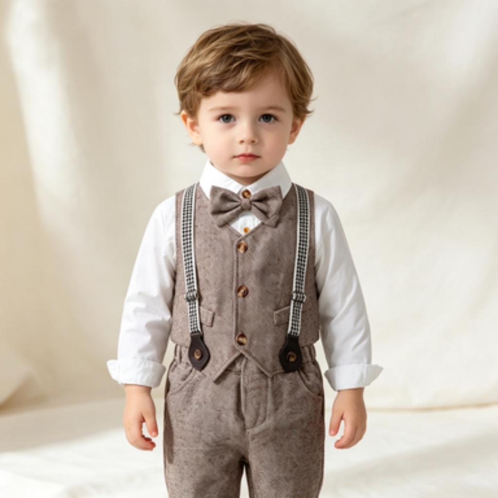 Kleinkind Junge Kariertes Westen-Set für Geburtstagsfeier Outfit Gentleman