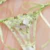 Autumn New Flower Embroidery Light Green Sexy Lingerie Set Pure Perspective Lace Bra
