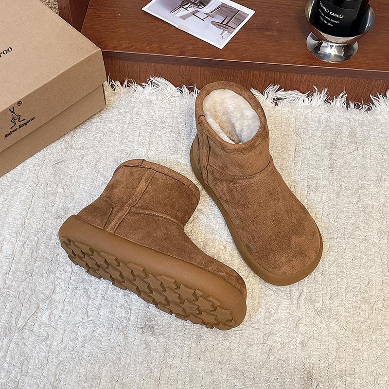 Couple Versatile Snow Boots Women's Autumn and Winter New Thick-soled Velvet Thickened Warm Bread Cotton Shoes Non-slip Short Boots