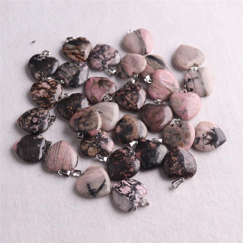 20mm Crystal Agate Heart Necklace Pendant - Natural Stone Jewelry Accessory