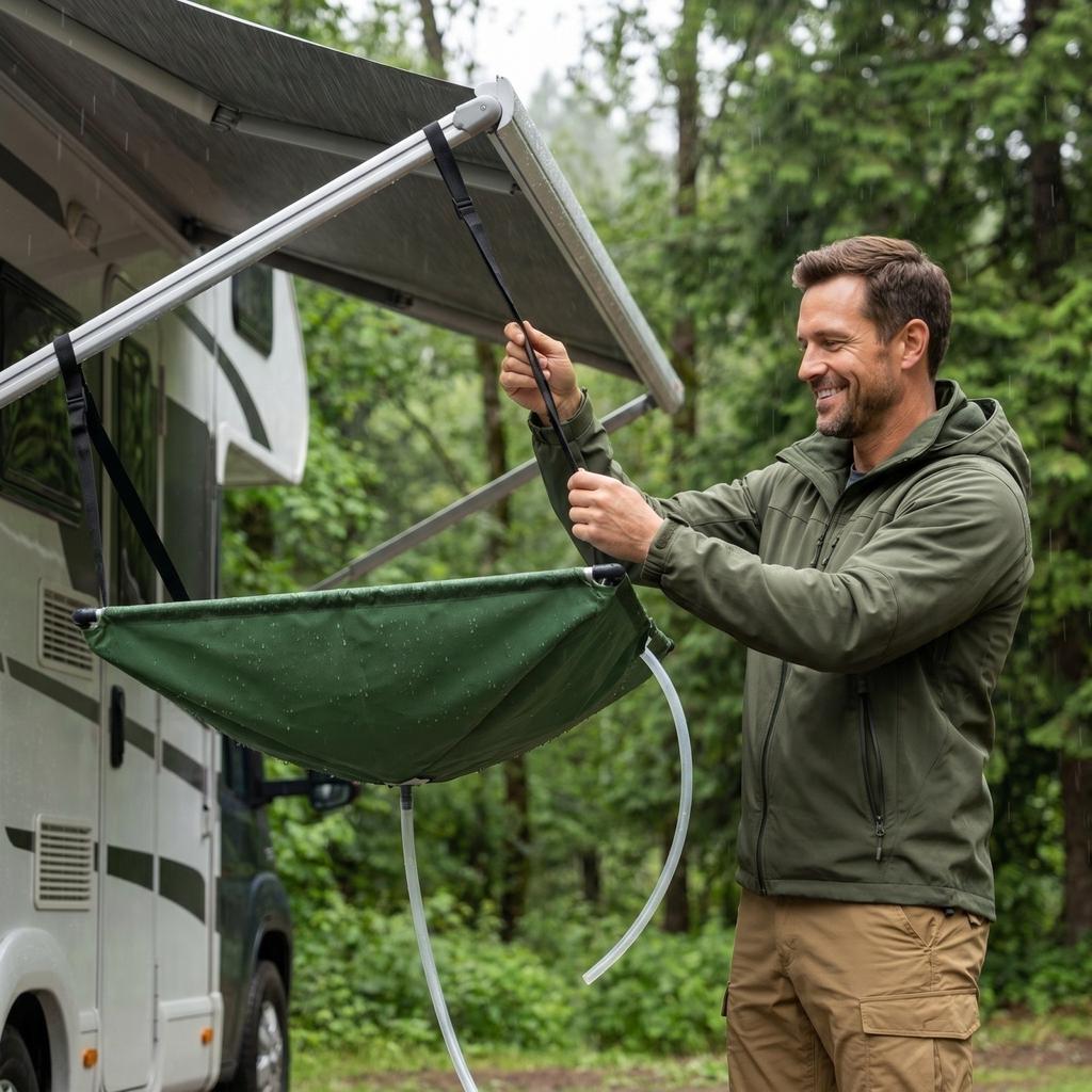 Bâche de Collecte d'Eau de Pluie, Pliable Portable avec Tuyau de 1m, Collecteur d'Eau de Pluie Extérieur pour Jardin Patio Camping-car, Économie (vert)