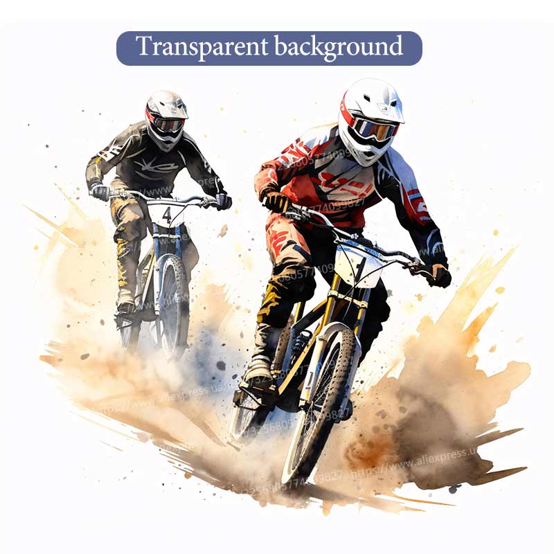 Motocross Watercolor Dirt Bike Rider Wall Stickers Living Room Sofa Background Decoration Wallpaper For Home Decor Boy Room Art Decals Sticker M1495