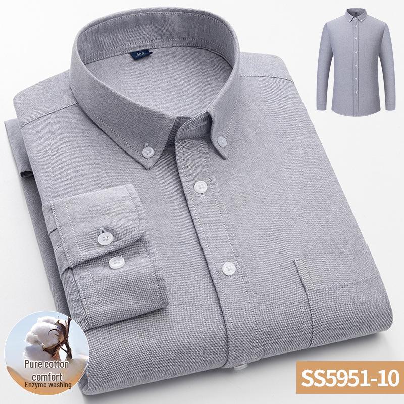 Hot Wind Men's Square Neck Long Sleeve Oxford Shirt - 2025 Spring Collection, Breathable & Comfortable Casual Wear