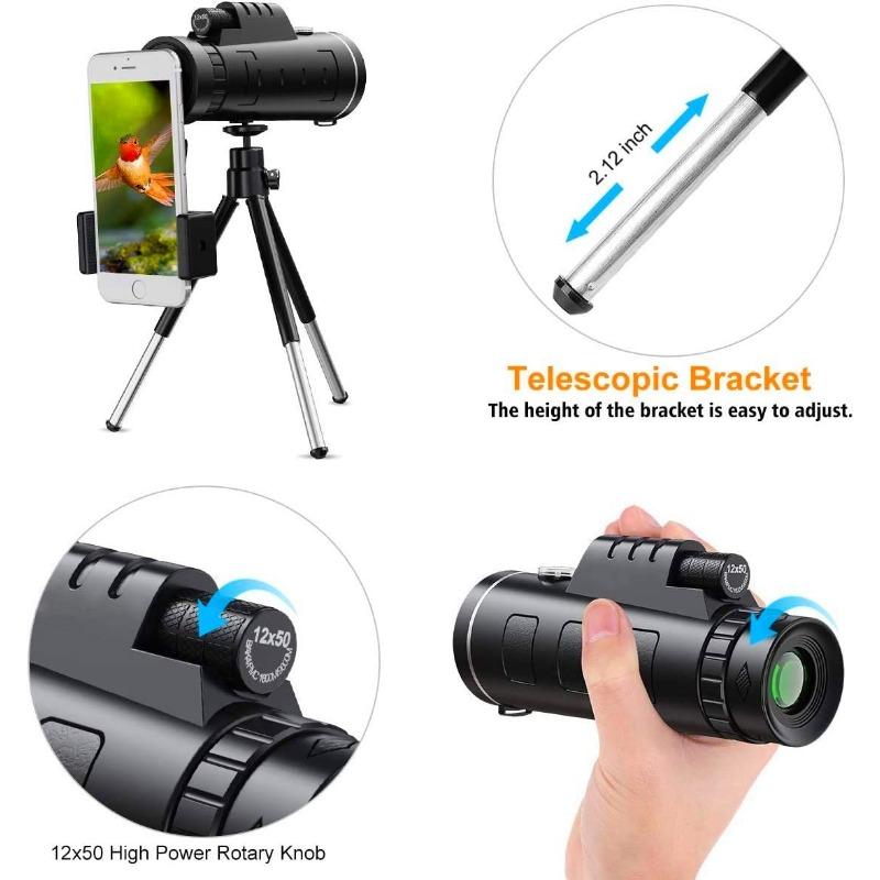 Amazon Cross-border Explosion Telescope 12X50 Single-tube High-power HD Glasses Monocular Telescope