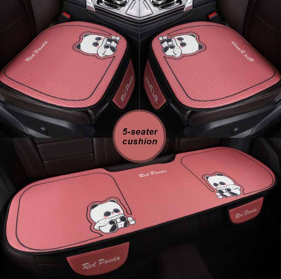 Four-season Models Car Cushion Non-slip Breathable Cartoon Linen Free Car Seat Cushion