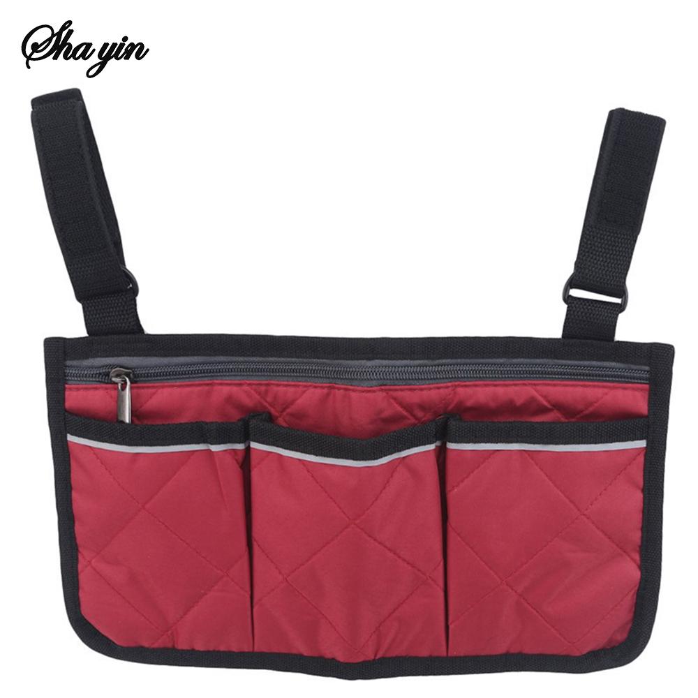 1PC Baby Stroller With A Bag That Has A Side Storage Pocket For The Wheelchair And A Reflective Storage Pouch On The Back.