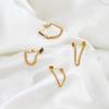 Fenny 18K PVD Plated  Elegant Party Black Zirconia Tassel Chain Dangle Stainless Steel Hoop Earrings for Women