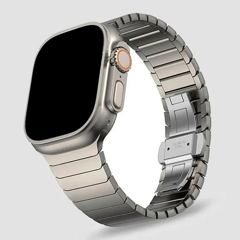 Magnetic Stainless Steel Band for Apple Watch 46mm 49mm 45mm 44mm Men Metal Link Bracelet for iWatch Series 10 9 8 7 6 5 Se Ultra 1 2
