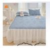 Summer Ice Silk Bed Skirt Cooling Mat Foldable Machine Washable Soft Latex Mattress Cover for Home Use