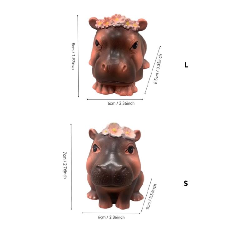 Cute Pygmy Hippo Baby Miniature Models Resins Figurine Ornament for Home Office Desktop and Garden Landscape Decoration