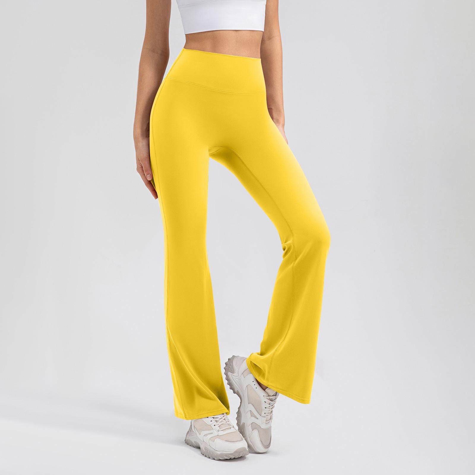 

Женские брюки с высокой талией для контроля живота, спортивные тренировки, бег, йога, тренажерный зал, танцевальные брюки XL жёлтый