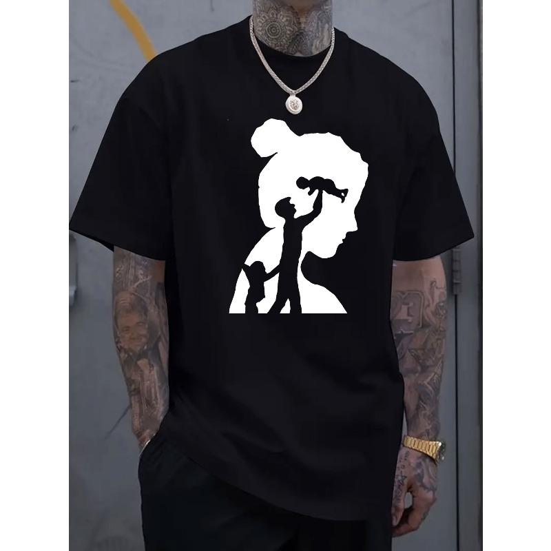 

Happy picture pattern printed men s round neck short sleeved T-shirt, casual sports top suitable for spring and summer vacation leisure 4XL чорний