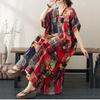 Short sleeve Plus size Cotton vintage floral new in dresses for women casual loose maxi long summer dress