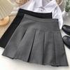 Fitted Short Skirt High-waisted Skirt Grey Wool Skirt for Women Autumn Winter Petite Casual All-match Versatile Pleated Skirt A-line