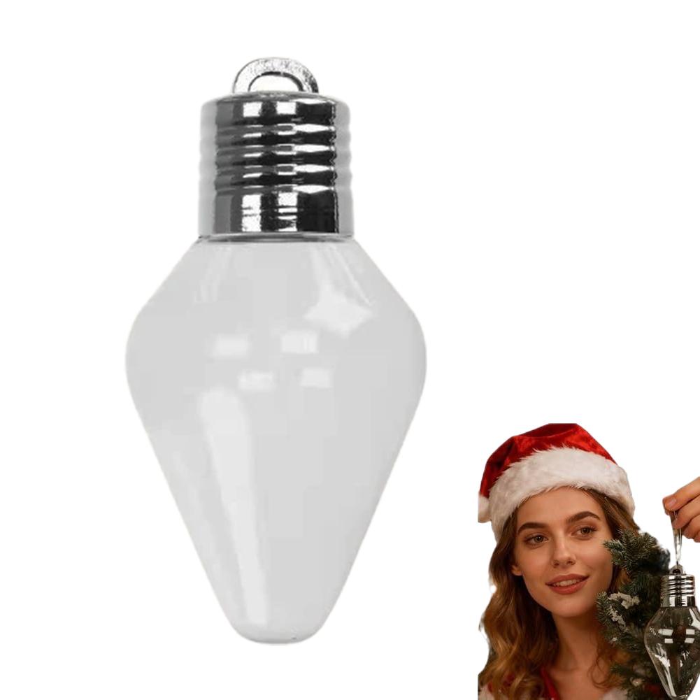 Christmas Light Bulb Gift Jar, Fillable Transparent Ornament Shaped Like A Christmas Light Bulb