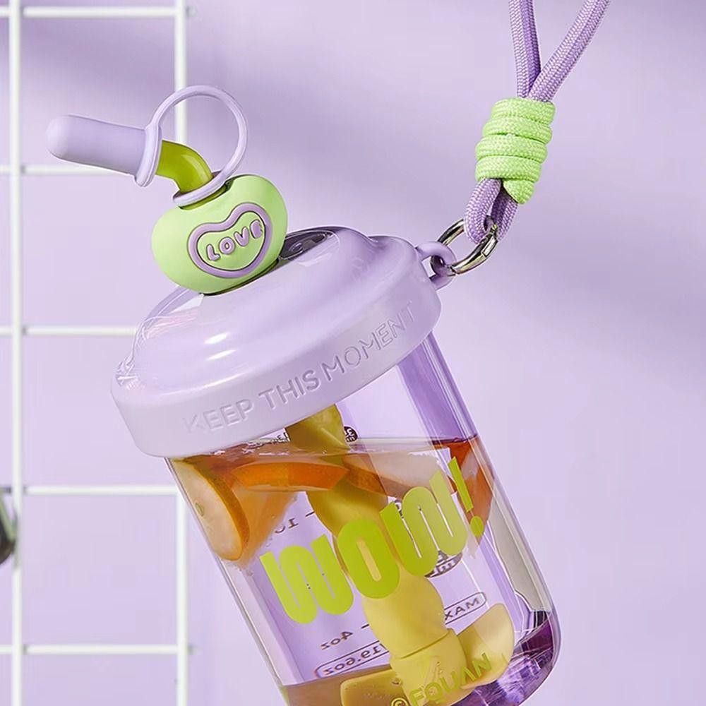 Leak-proof Stirring Cup With Straw Drinking Cup Cute 580ML Water Bottles  Fruit Juice