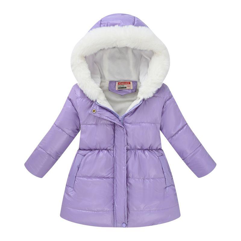 4-12 Years Kids Girls Winter Warm Winproof Hooded Coat Mid Length Jacket