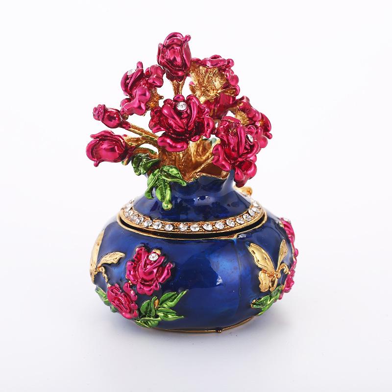 

Shengbeifan craftsmanship enamel blue vase decoration simulation desktop mini decoration trinket box jewelry box 7.2X5.3cm
