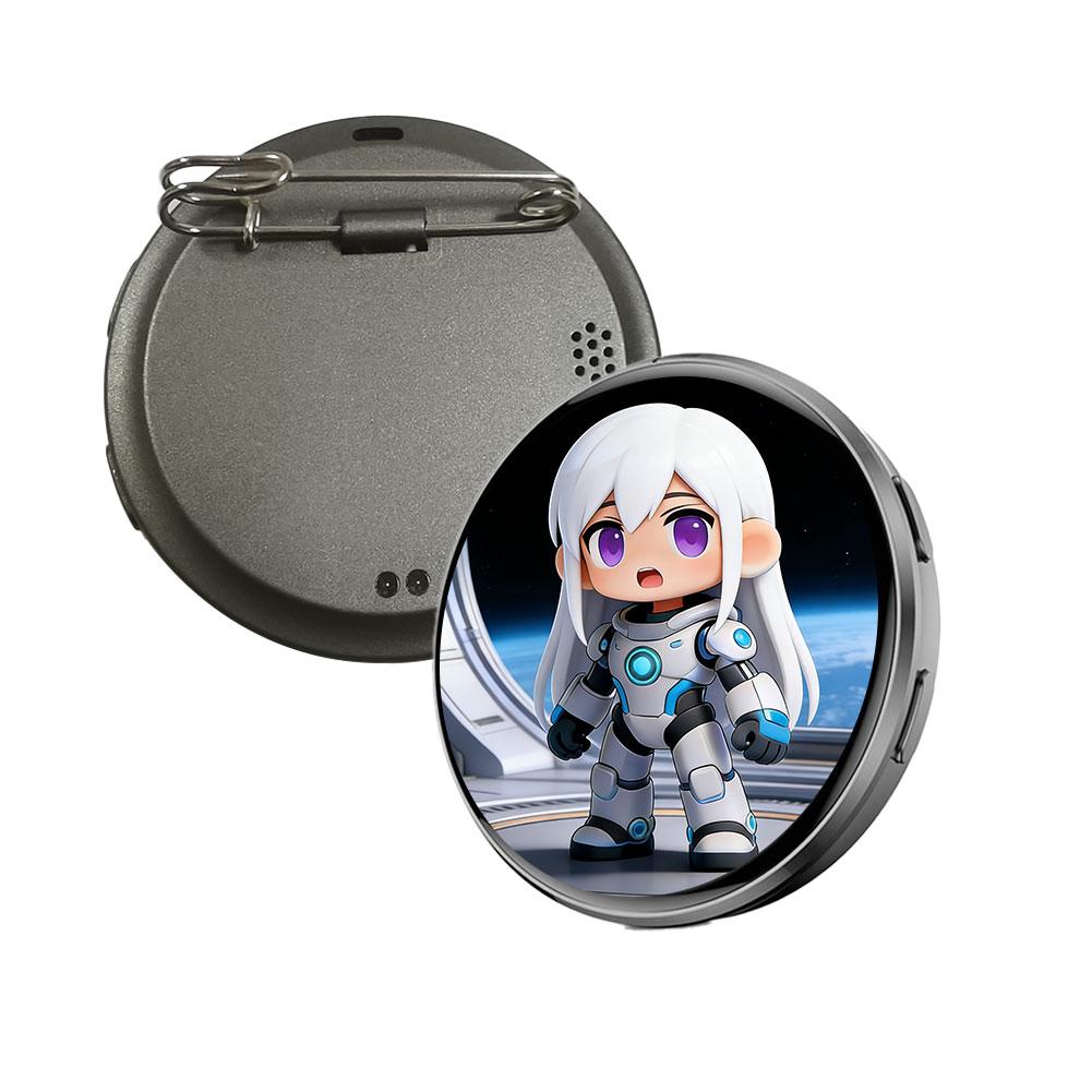 Voor E-Badge HD Dynamisch Display Slimme Pin Anime E-Badge Display Pin Met Geluid Touchscreen LED Fotolijst Video Afspelen Cadeaus grijze kleur