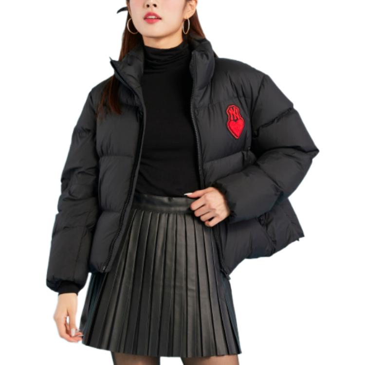 MLB Embroidered Heart Long Sleeve Puffer Jacket Unisex outerwear Black 3FDJH0126-50BKS