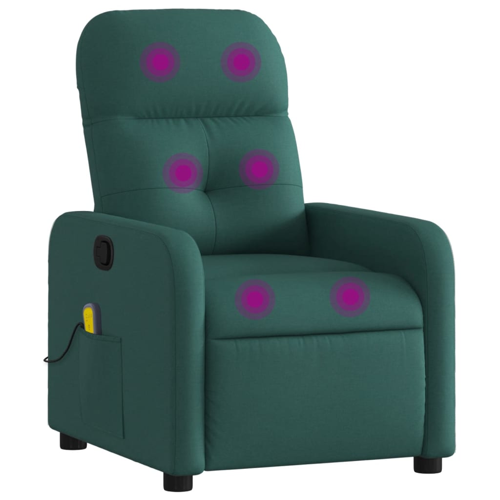 Massage Relax Chair Dark Green Fabric