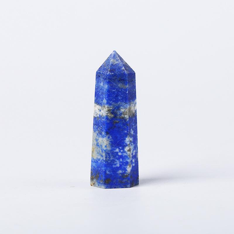 Hexagonal Crystal Column Ornament: Polished Semi-Precious Stone in Various Materials
