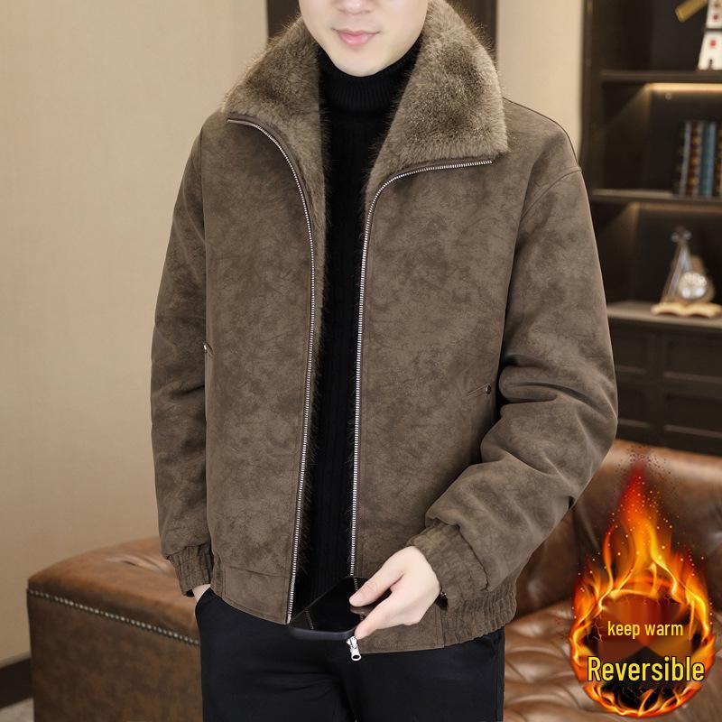 

American Retro Men s Reversible Multi-Pocket Jacket - Trendy, Loose, Versatile Top 3XL кавовий