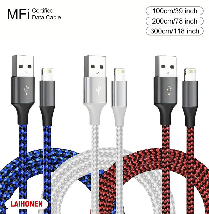 1M 2M 3M USB A To Lightning MFi Certified Cable For 14 13 12 11 X XR Pro Max Fast Charging Cable Charger Data Wire Cord