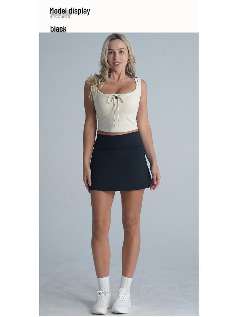 High-Waist Quick-Dry Tennis & Yoga Skort with Built-In Shorts