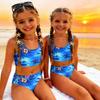 Bambina Due Pezzi Bikini Costume da Bagno Set Estate Casual Stampa Hawaiana Canotta e Slip a Vita Alta Costumi da Bagno per Bambini