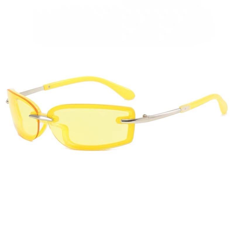 Occhiali da Sole Y2K Senza Montatura Stile Rettangolare Moda Popolare Donna Uomo Tonalità Quadrati Occhiali da Sole per Femmina Maschio Oculos Montatura in Metallo