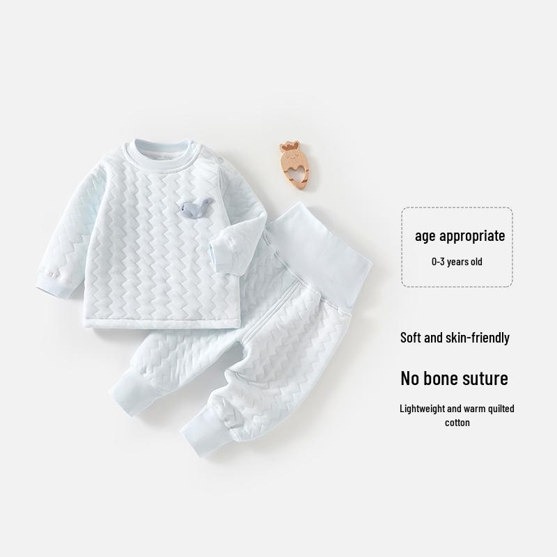 Children's Warm High-Waisted Pajama Set - Baby/Child Belly Protection for Autumn and Winter