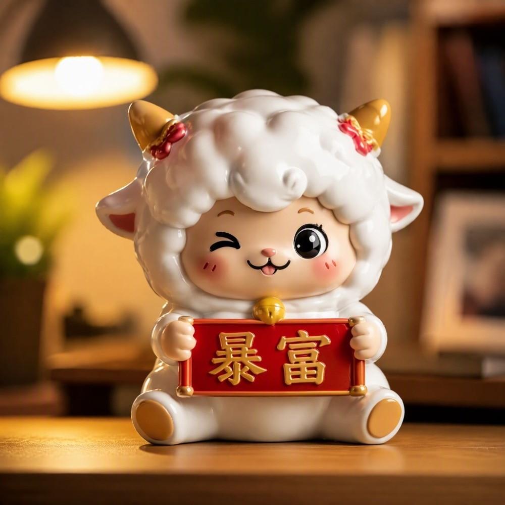 Cute Design Zodiac Figurines Lucky Theme Mascot Ornament Year of The Goat Ornament Spring Festival