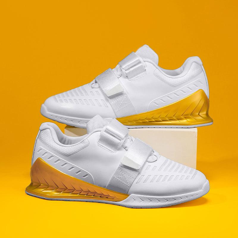 2025 Neue Schwarz Goldene Farbe Gewichtheben Stiefel Herren Damen Stabil Harte Zugschuhe Größe 39-46 Klettverschluss Fitnessstudio Kniebeugen Turnschuhe