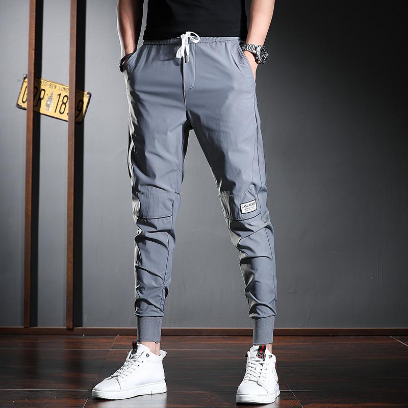 Men's 2024 Ice Silk Ankle-Length Casual Sports Pants - Summer Thin Tencel Korean Slim Fit Trousers