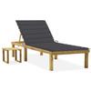 Garden Chaise Longue - vidaXL - Impregnated Pine - Anthracite - Adjustable Backrest