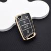 Soft TPU Key Case For VW SEAT Skoda 3/4 Button Key Case Protective Cover for Golf 7 MK7 Tiguan MK2 Leon FR 2 Octavia Key Chain