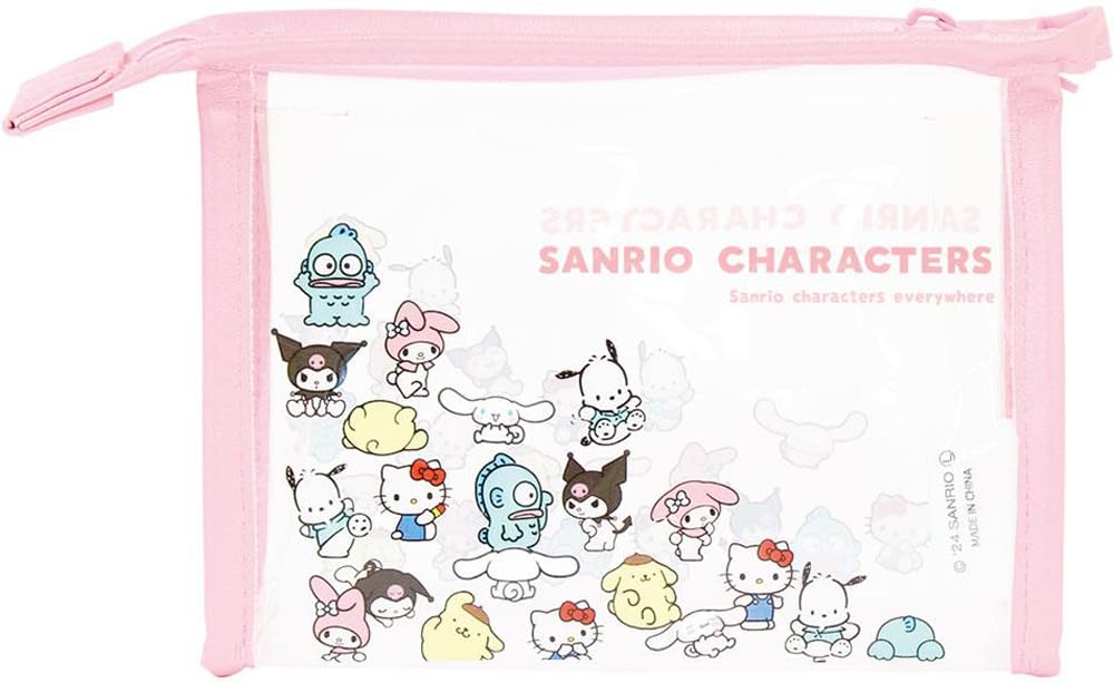 Tees Factory Sanrio Hello My and Cinnamoroll Border Pouch Collection Kitty, Kuromi, Melody, Pompompurin, Pochacco, Hangyodon, SR-5544373SG