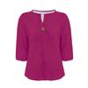 QICED Women's Fashion Casual Solid Color Print 3/4 Sleeves V Neck Blouses & Shirts Unique Design