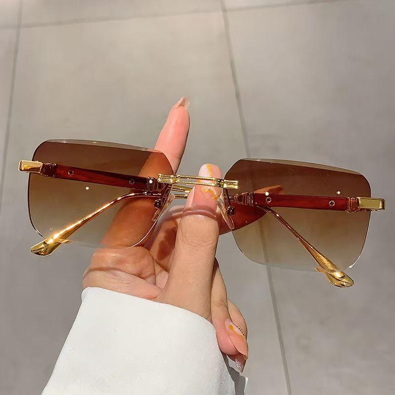 Women Men Shades Rectangle Sun Glasses For Female Male Summer Traveling Uv400 Rimless Sunglasses Metal Fashion
