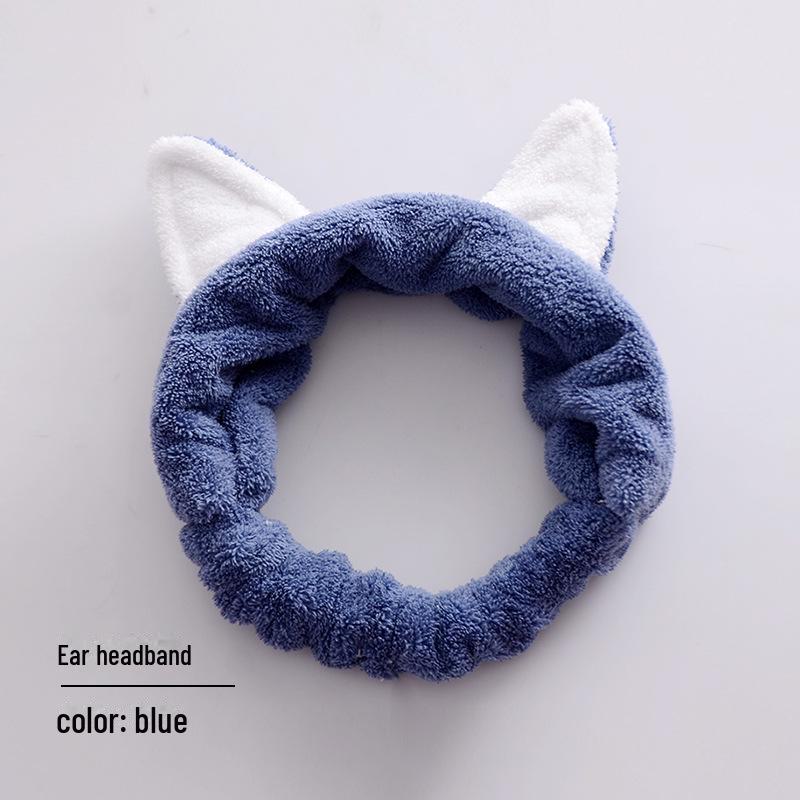 Women's Quick-Dry Coral Fleece Bath Wrap with Buckle, Hair Cap, and Cute Makeup Headband